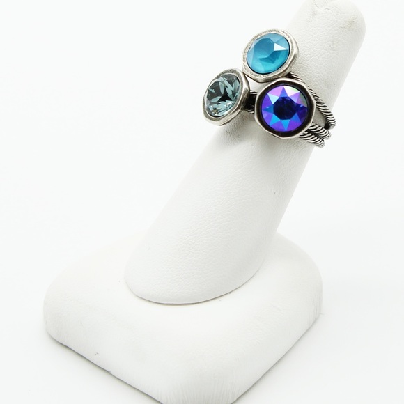 Silver gray crystal cable ring for stacking - Picture 3 of 3